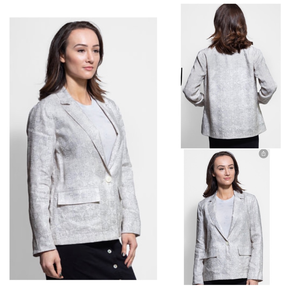Raquel Allegra linen cargo blazer womens size 2 fine women's jacket